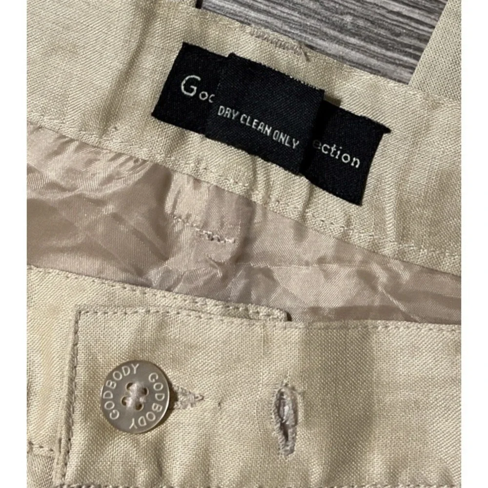 Godbody Collection Men's 100% Linen Straight Leg Pants in Beige Size 36x29